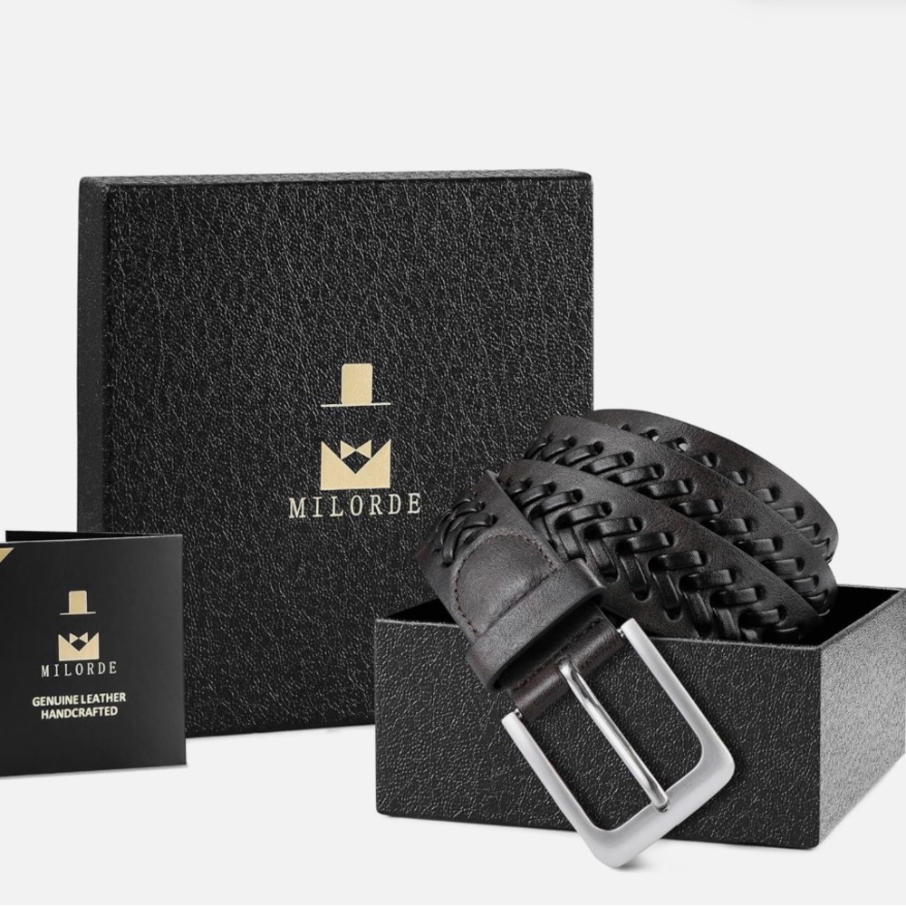 Milorde Black Braided Leather Belt